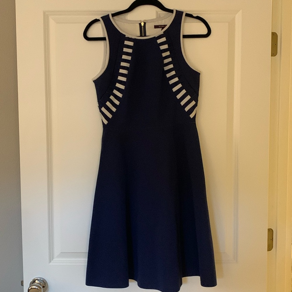 Rachael Roy navy/white scuba tank dress